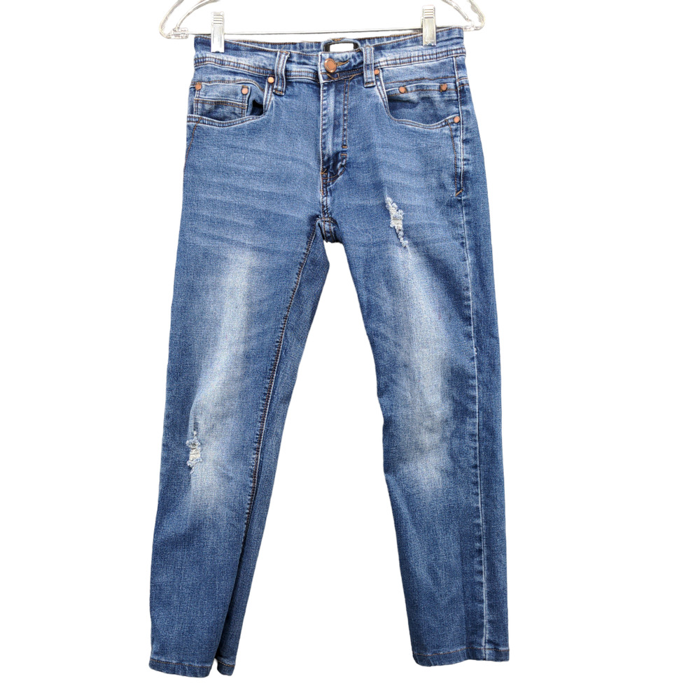 Steve's Jeans Men's Denim Blue 28/30 Faded Whisker Distressed